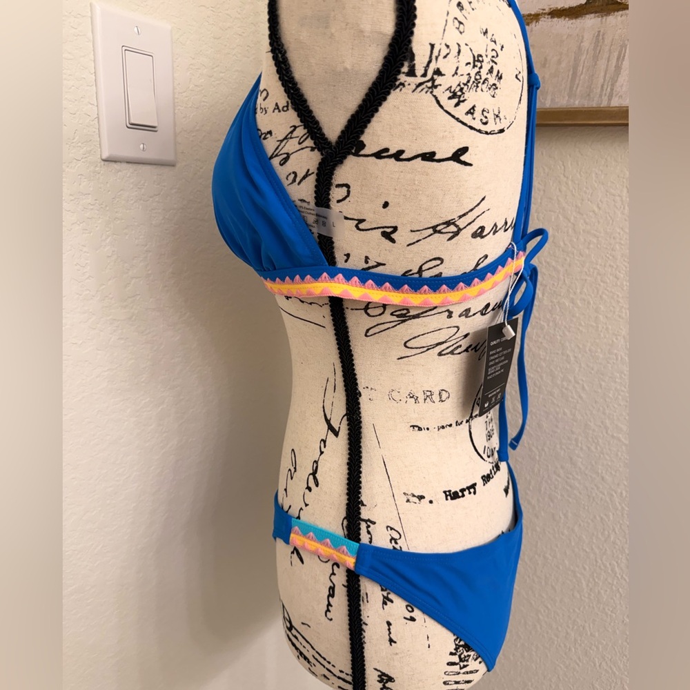 Blue Triangle Bikini with Pink Accents - Picture 6 of 13